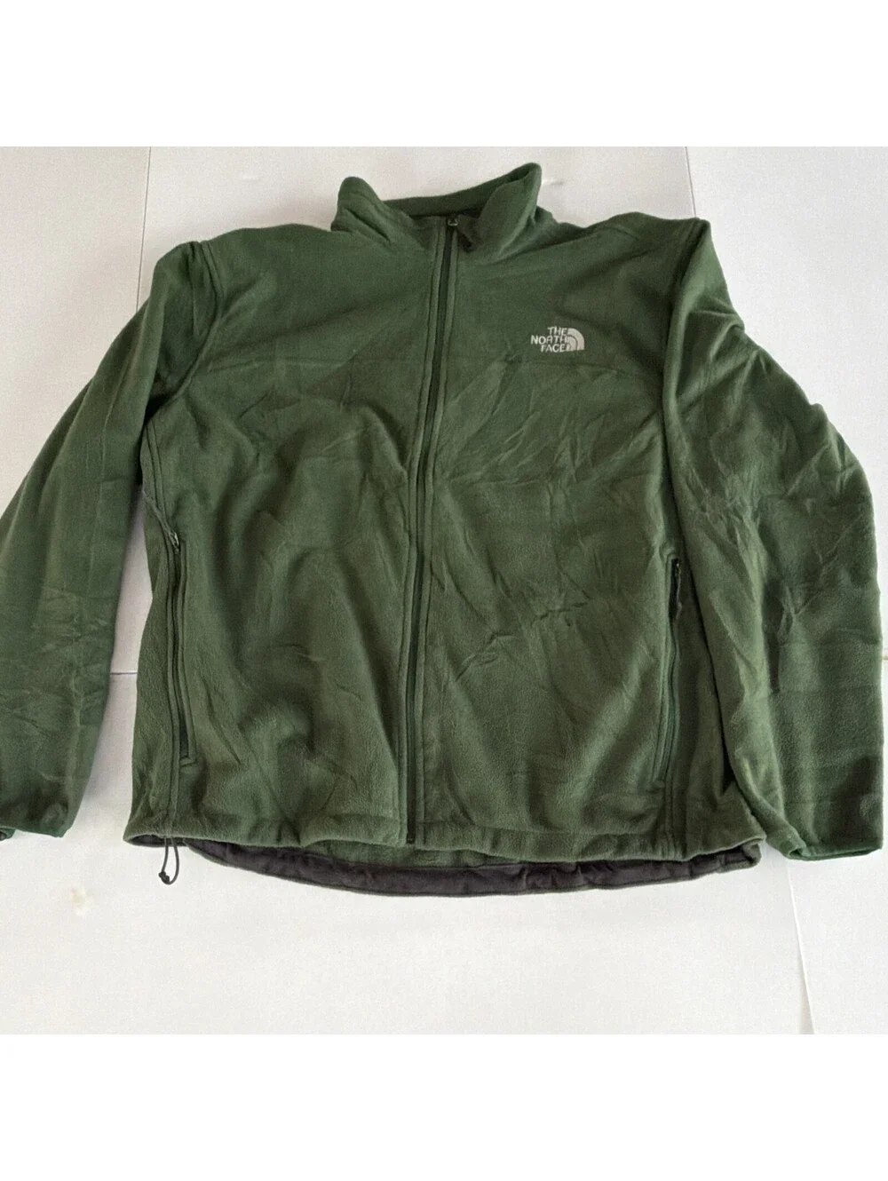 The North Face Men's Green Solid Full Zip Logo Jacket Pockets Size XL/TG